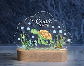 Personalized name night light for Kids | Customized Gift for Baby | baby night light  |Turtle Night Light - Sea Themed Baby Night Light