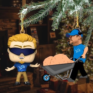 Funny Dan Campbell Detroit Lions Christmas Ornament - Head Coach Grit Art for Tree Decoration - Michigan Football Gift for Detroit Fans