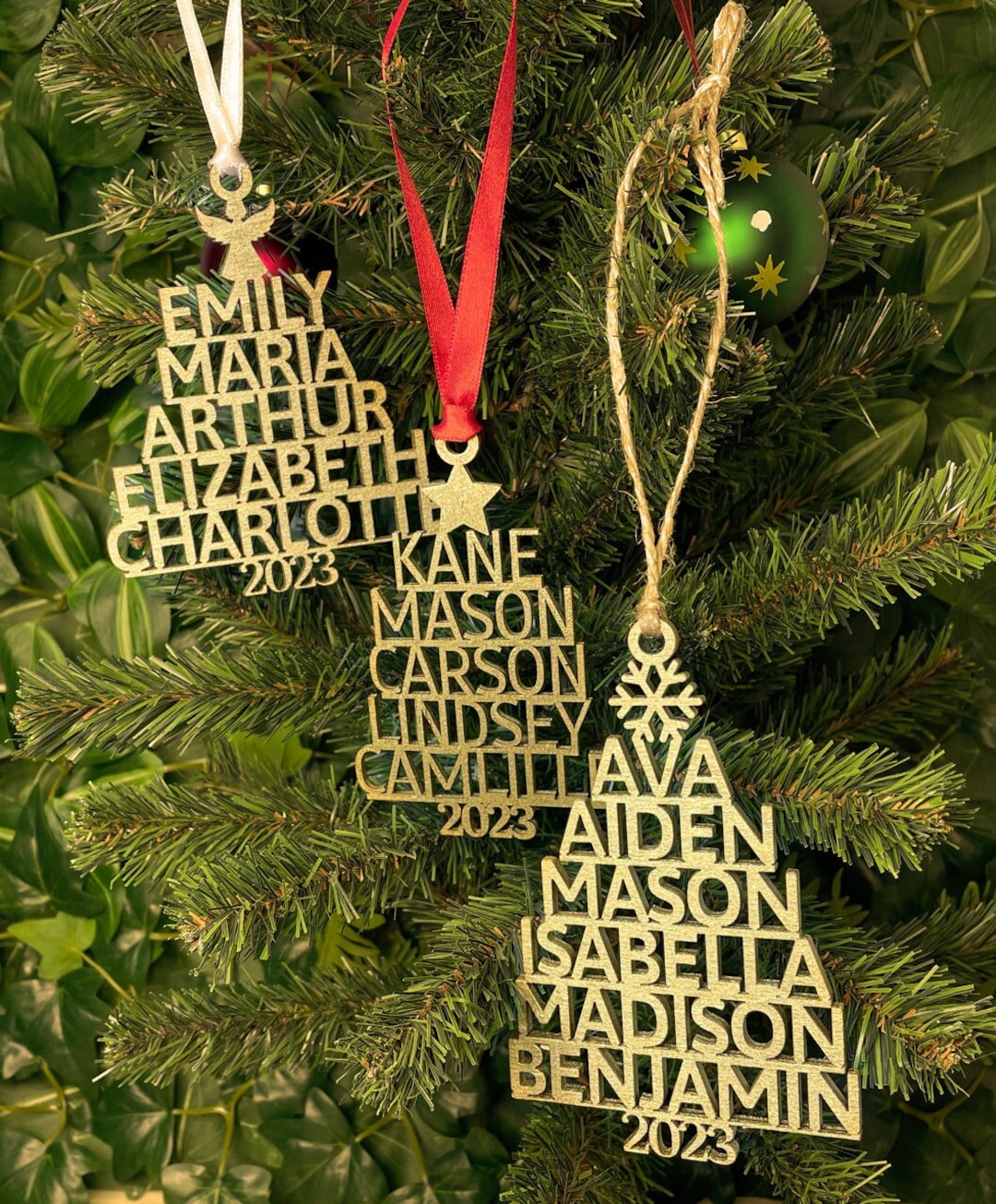 Wooden Family Christmas Ornament Personalized Christmas Tree Ornament With Family Names Wooden