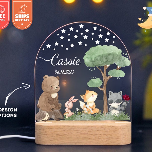 Personalized name night light | Customized Gift for Baby | baby night light ,girl boy bedroom bedside light gift  | bear,fox,rabbit,koala