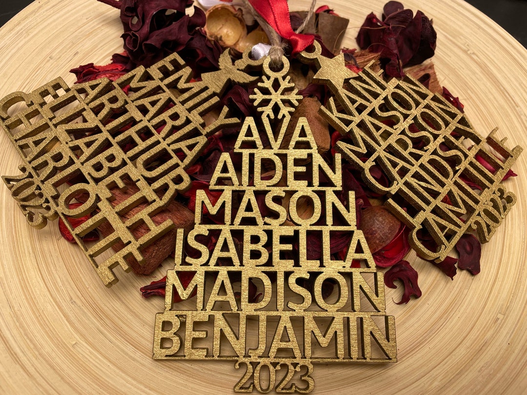 Wooden Family Christmas Ornament Personalized Christmas Tree Ornament With Family Names Wooden