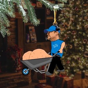 Funny Dan Campbell Ornament - Head Coach Grit Art for Tree Decoration - Michigan Football Gift for Detroit Fans - Detroit Lions Christmas