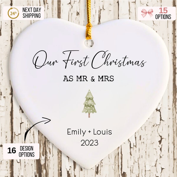 Mr and Mrs Christmas Ornament - Our First Christmas Ornament - First Christmas Married Ornament - Newlywed Gift -New Married Gift - Ornament