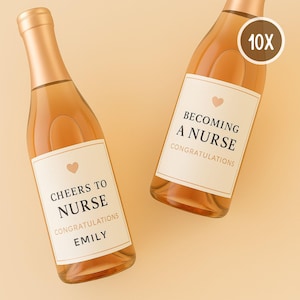 Cadeau d'étiquette de vin de félicitations d'infirmière - Sticker champagne personnalisé pour une nouvelle boîte-cadeau d'infirmière ou une célébration de remise des diplômes