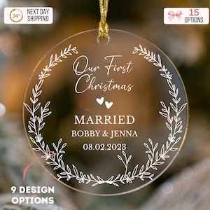 First Christmas Married and Engaged Ornament Newlywed Gift Mr & Mrs Christmas Ornament Married Gift Custom Gift