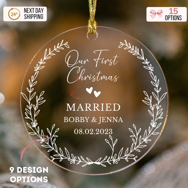 First Christmas Married and Engaged Ornament Newlywed Gift Mr & Mrs Christmas Ornament Married Gift Custom Gift