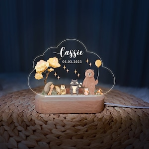 Personalized name night light Personalized Gift for Baby baby night light girl boy bedroom bedside light gift Bear,Racoon,squirrel image 3