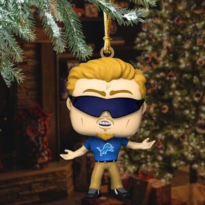 Funny Dan Campbell Ornament - Head Coach Grit Art for Tree Decoration - Michigan Football Gift for Detroit Fans - Detroit Lions Christmas