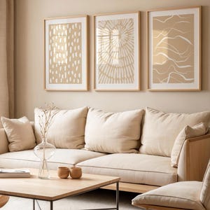 Beige Abstract Wall Art Set | Minimalist Boho Triptych | Neutral Digital Prints | Printable Modern Art
