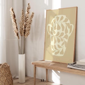 Abstract Pot Illustration | Beige Neutral Wall Art | Minimal Boho Style Print | Printable Poster