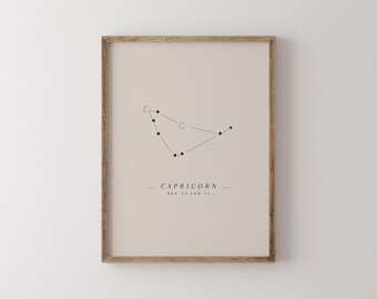Capricorn Zodiac Wall Art | Constellation Poster | Astrology Sign Print | Minimal Zodiac Download