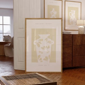 Beige Vase Print Set Of 3 | Minimal Pottery Wall Art | Neutral Floral Vase Trio