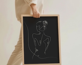 Stampa artistica minimalista di donna, silhouette femminile elegante (download digitale)