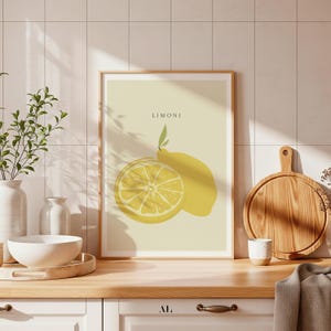 Minimal Lemon Print | Citrus Fruit Wall Art | Kitchen Poster Digital Download | Mediterranean Home Decor