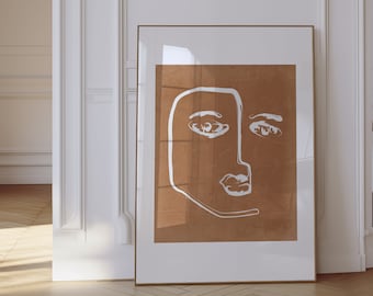 Abstract Woman Face Line Art Print, Minimalist Drawing (Digital Download)