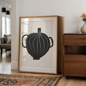 Abstrakte Kunst Vase | Minimalistischer Keramik Druck | Neutral Home Decor | Modernes Digitales Poster