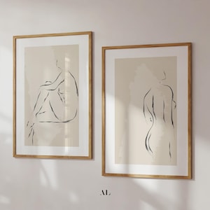Set of 2 Women, Female Sketch, Female Body Wall Art, Minimal Woman Print, Female Line Drawing