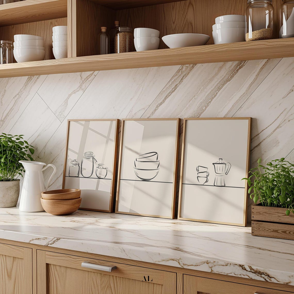 kitchen wall art set of 3 printables kitchen print set... Kitchen Wall Art Set | Set of 3 Prints | Minimal Line Drawings ...