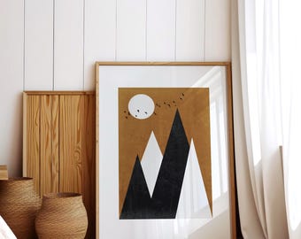 Geometric Mountain Print, Minimalist Landscape Art (Digital Download)