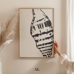 Black Seashell Print | Ocean Style Art | Beach House Poster | Sea Decor