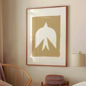 Abstrakte Schwalbe Print | Minimalistische beige Wandkunst | Neutrale Tier Illustration | Modernes Vogel Poster