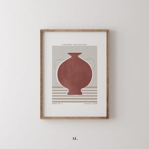 Art mural vase en céramique | Illustration minimale de poterie | Décoration moderne neutre | Affiche d'art imprimable