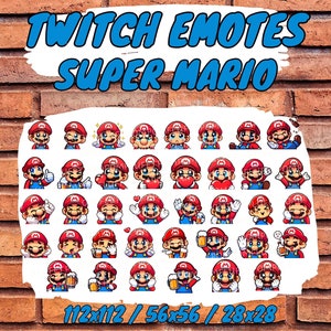 38 EMotes Super Mario MEGA BUNDLE pour Twitch/Discord/YouTube, Kawaii Cute gamer, émoticônes de jeu - Twitch, Discord, YouTube pour le streaming
