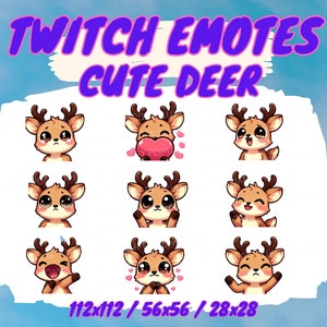 9 LEUKE HERTEN-emotes voor Twitch/Discord/YouTube, Kawaii Cute Animal-gamerhert, gaming-emotes - Twitch, Discord, YouTube voor stream