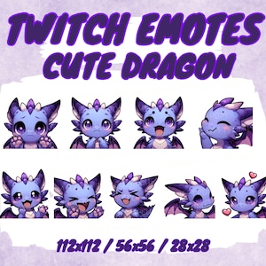 9 emote DRAGO CARINO per Twitch/Discord/YouTube, drago da gioco kawaii carino, emote da gioco - Twitch, Discord, YouTube per lo streaming