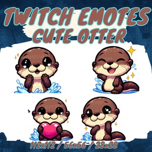 4 CUTE OTTER emotes for Twitch/Discord/YouTube, Kawaii Cute Animal panda Emotes - Twitch, Discord, YouTube for stream