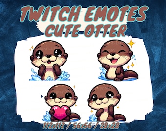 Emoticonos de nutria kawaii para Twitch, Discord y YouTube (descarga digital)