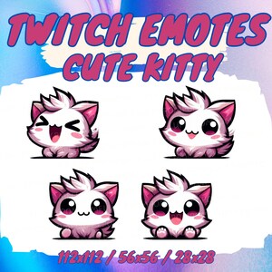 4 CUTE KITTY emotes for Twitch/Discord/YouTube, Kawaii Cute Animal gamer cat, gaming emotes - Twitch, Discord, YouTube for stream