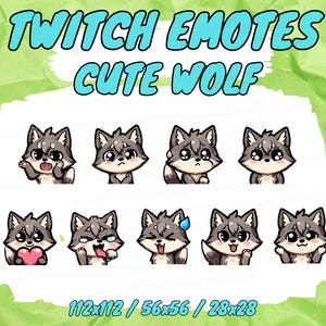 9 SUPER CUTE WOLF emote set for Twitch/Discord/YouTube, Kawaii Cute Animal wolf Emotes - Twitch, Discord, YouTube for stream