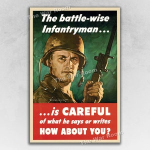 1944 The Battle Wise Infantryman - WW2 US Army Security Poster