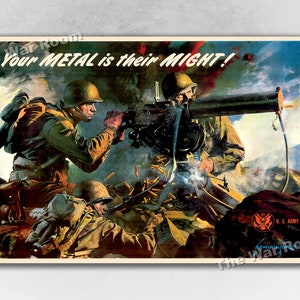 Your Metal is Their Might! 1943 Vintage Style WW2 Poster