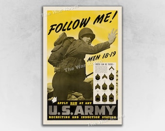 WW2 1942 "Follow Me!" World War II US Army Infantry Recruiting Poster