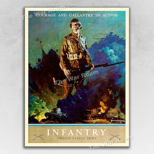 WW2 1943 &quot;Courage and Gallantry in Action&quot; US Army Infantry Poster