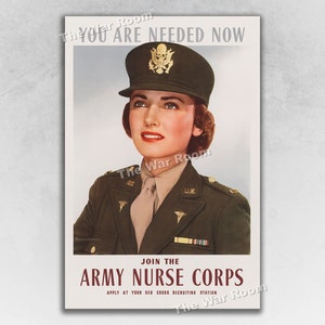 1943 You Are Needed Now - Join the Army Nurse Corps - Vintage WW2 Medical Nurse Recruiting Poster