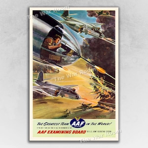 1944 WW2 Army Air Force Recruiting Poster - Join the Greatest Team in the World! Vintage World War 2 Battle Poster