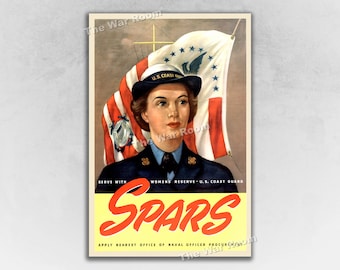 SPARS - Women's Coast Guard Reserve 1943 Vintage Style WW2 War Poster