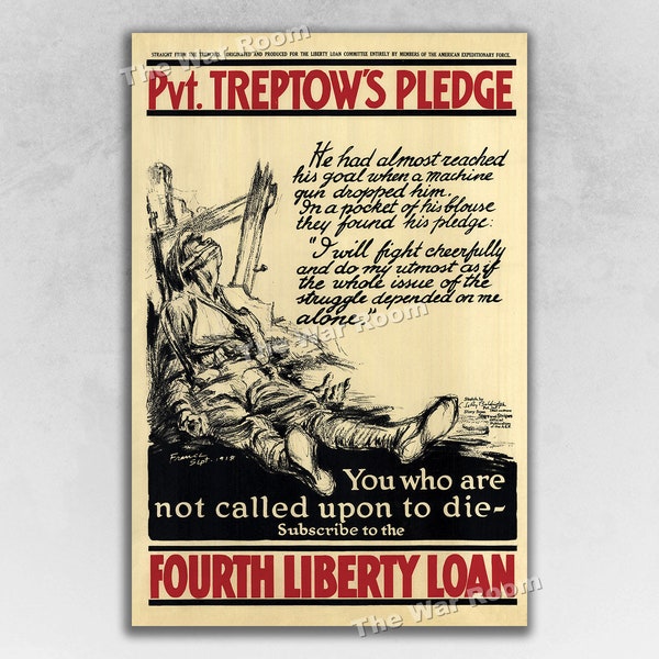 1918 "Pvt. Treptow's Pledge" WWI Liberty Poster