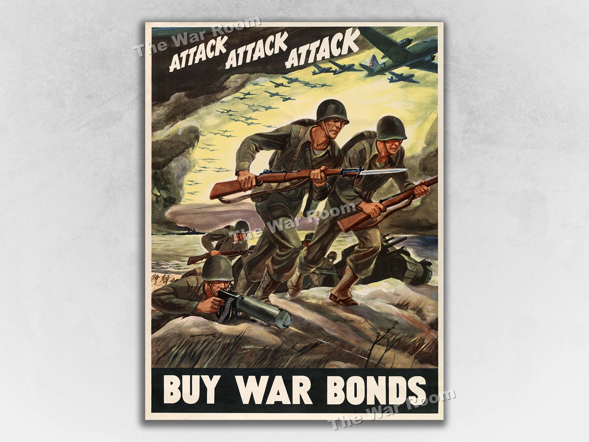 Uncle Sam "Buy War Bonds" 1942 Vintage WWII Poster Reproduction - 18x24 Inches