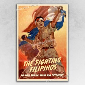 1940s The Fighting Filipinos WW2 Era War Poster