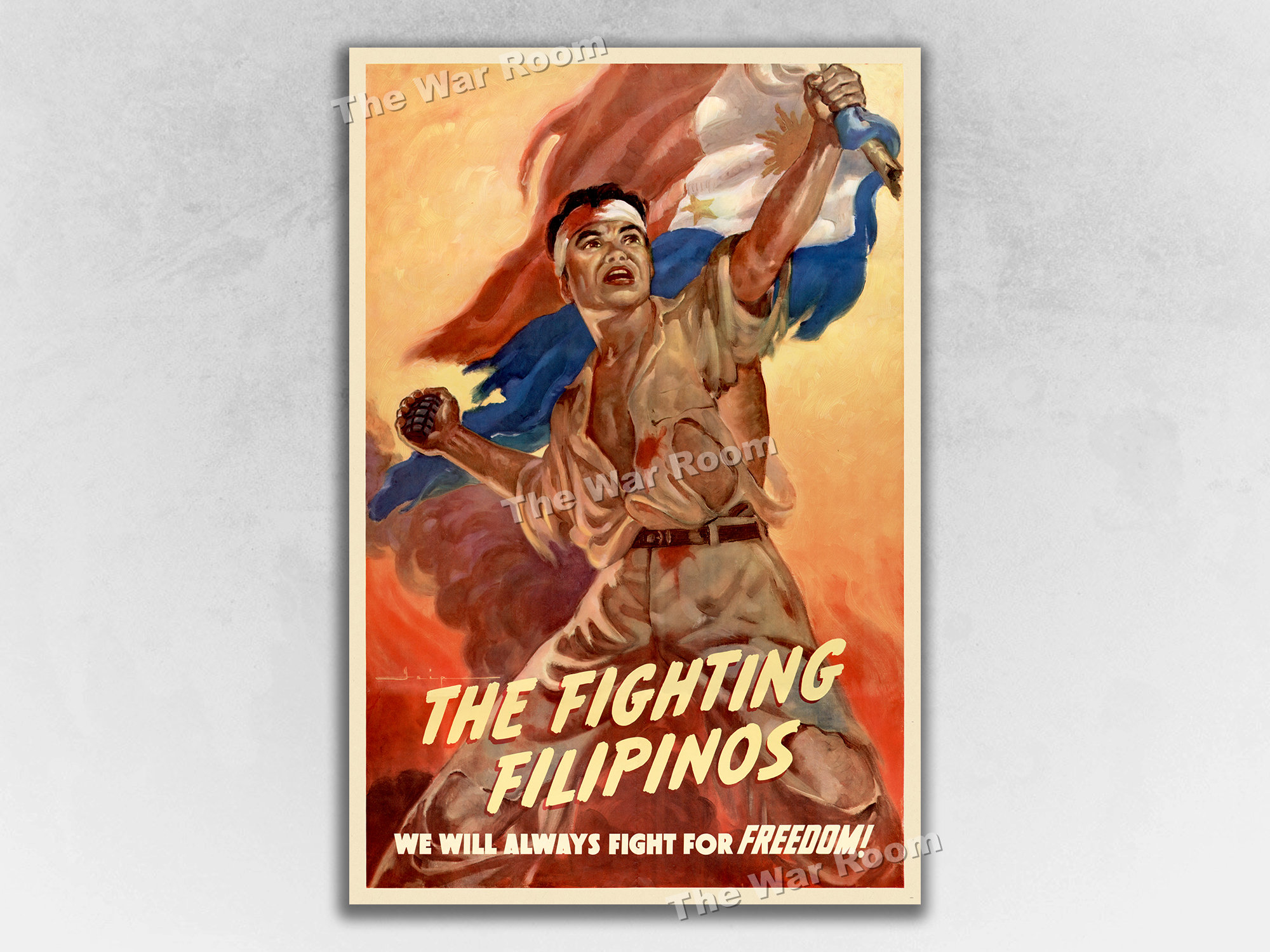 1940s The Fighting Filipinos WW2 Era War Poster