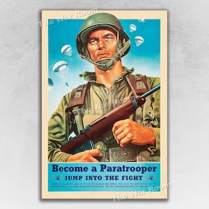 1940s WW2 Become a Paratrooper Army Airborne Recruitment Poster