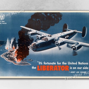 1943 B-24 “Liberator” Bomber Vintage Style WW2 Army Air Force Poster