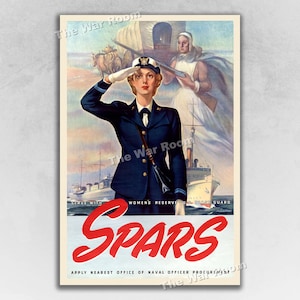 1943 Serve with the SPARS - Vintage WW2 ERA Coast Guard Reserve Recruiting Poster
