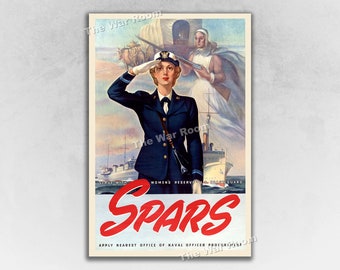 1943 Serve with the SPARS - Vintage WW2 ERA Coast Guard Reserve Recruiting Poster