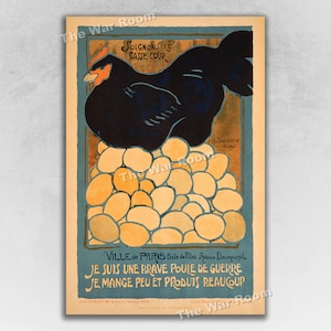 1917 &quot;Brave Chicken of War&quot; Vintage WW1 French War Poster