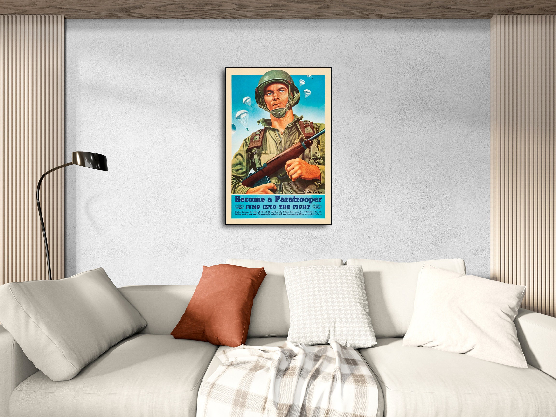 World War II US Army Paratrooper Recruitment Poster Photo - 82nd Airborne, 1944